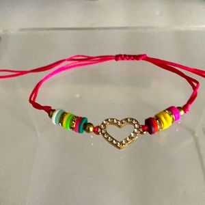 Heart 💗 Pink Adjustable Stone Bracelet